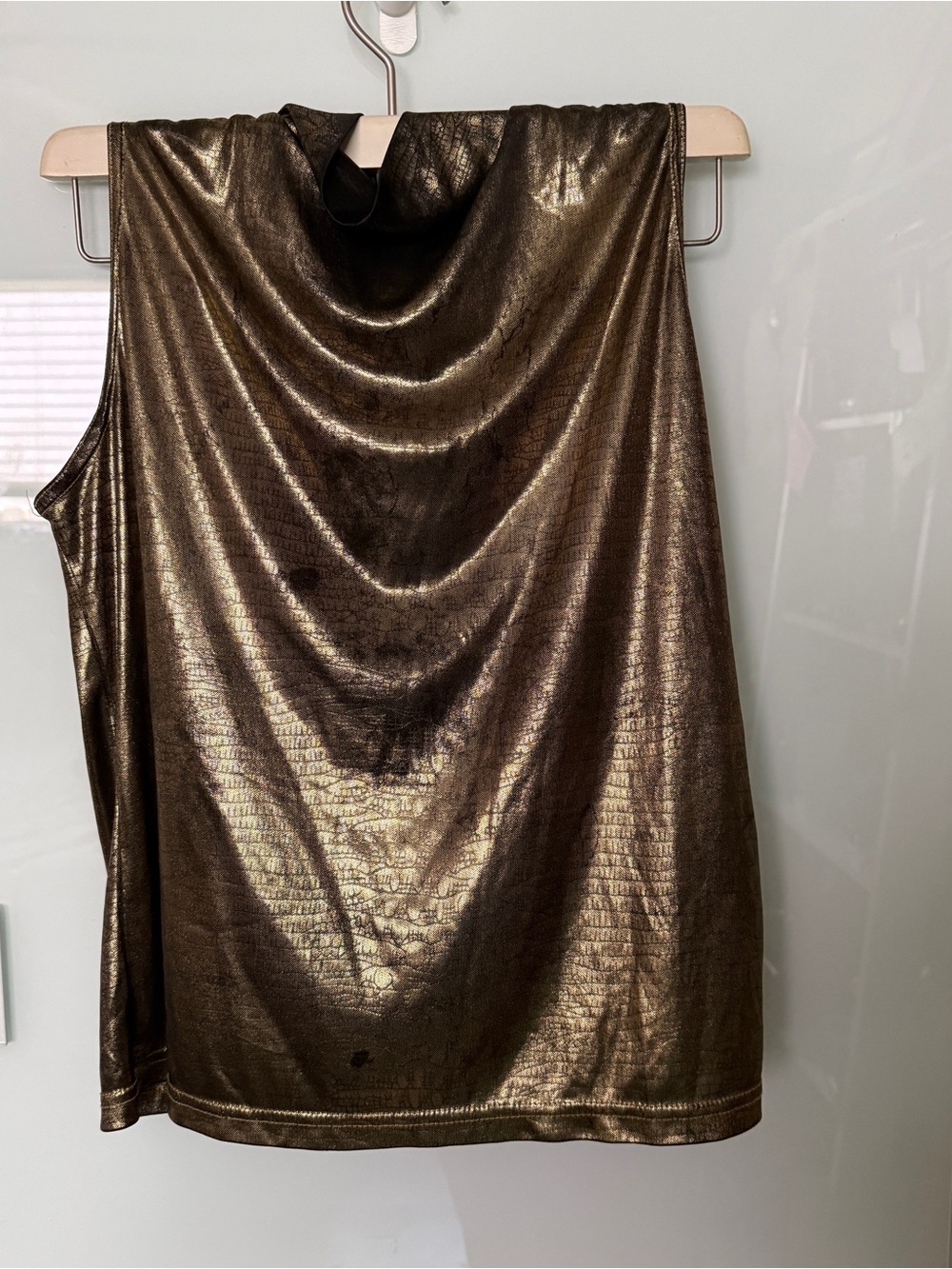 Designers Originals Metallic Bronze Cowl Neck Sleeveless Top